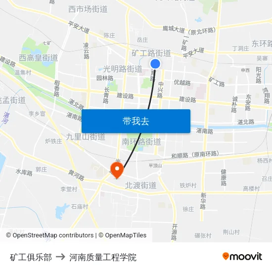 矿工俱乐部 to 河南质量工程学院 map