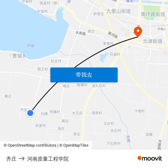 齐庄 to 河南质量工程学院 map