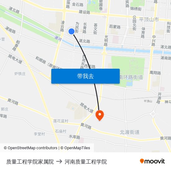 质量工程学院家属院 to 河南质量工程学院 map