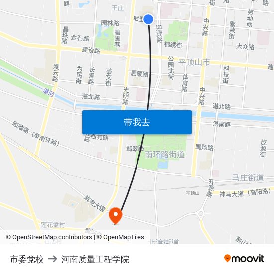 市委党校 to 河南质量工程学院 map