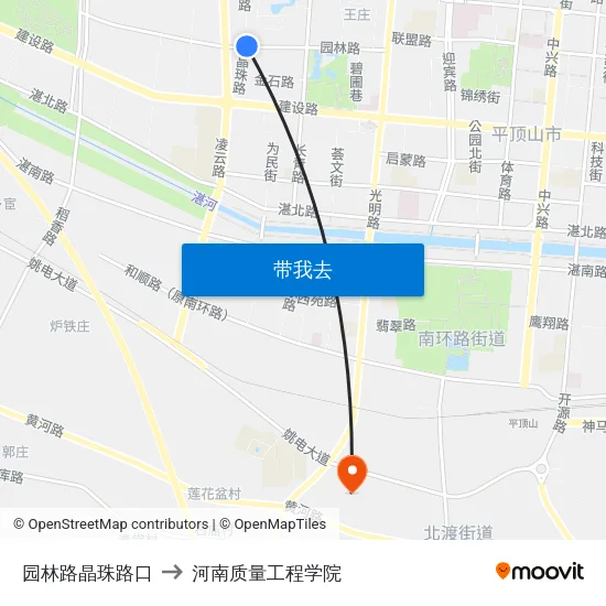 园林路晶珠路口 to 河南质量工程学院 map