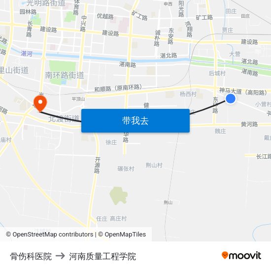 骨伤科医院 to 河南质量工程学院 map