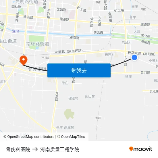 骨伤科医院 to 河南质量工程学院 map