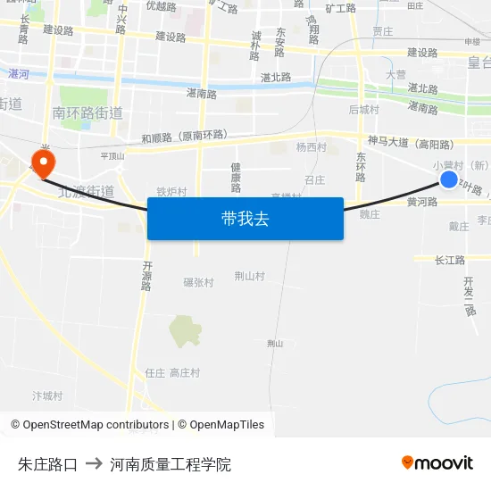 朱庄路口 to 河南质量工程学院 map
