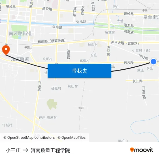 小王庄 to 河南质量工程学院 map