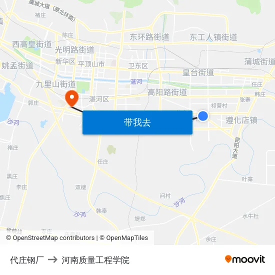 代庄钢厂 to 河南质量工程学院 map
