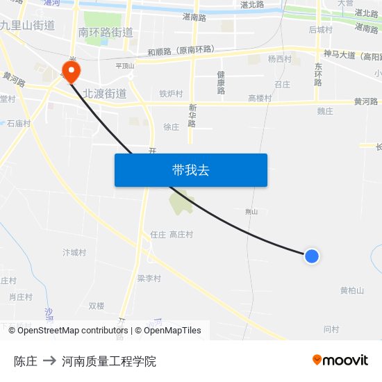 陈庄 to 河南质量工程学院 map