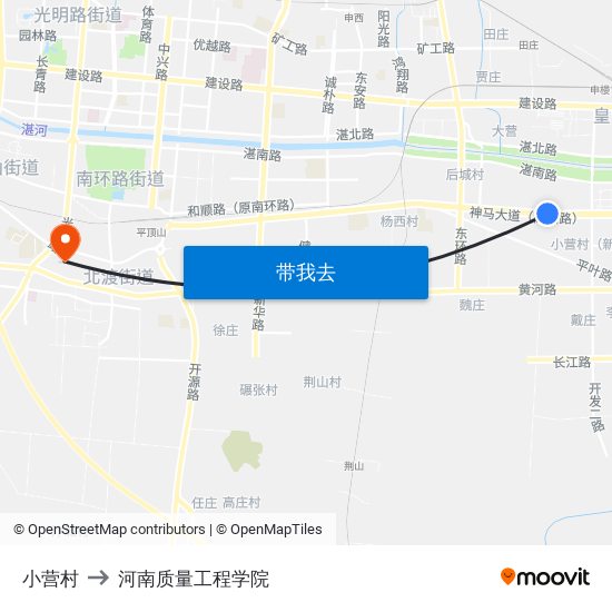 小营村 to 河南质量工程学院 map