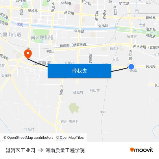 湛河区工业园 to 河南质量工程学院 map