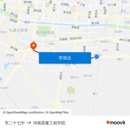 市二十七中 to 河南质量工程学院 map