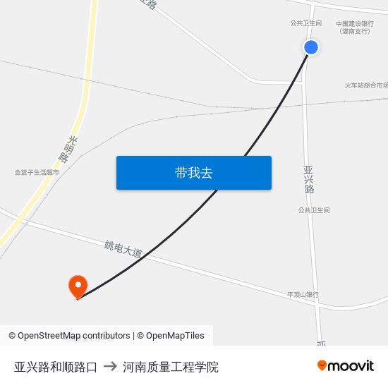 亚兴路和顺路口 to 河南质量工程学院 map