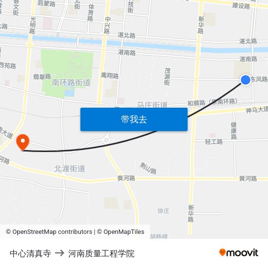 中心清真寺 to 河南质量工程学院 map