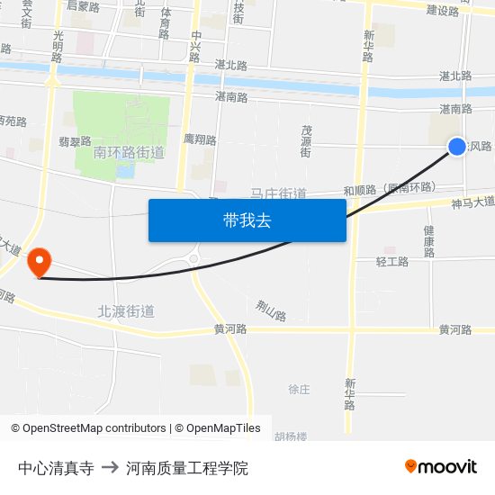 中心清真寺 to 河南质量工程学院 map