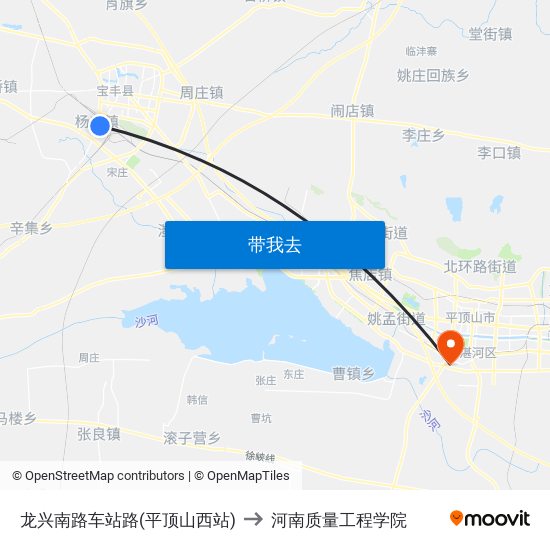 龙兴南路车站路(平顶山西站) to 河南质量工程学院 map