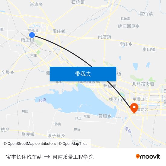 宝丰长途汽车站 to 河南质量工程学院 map