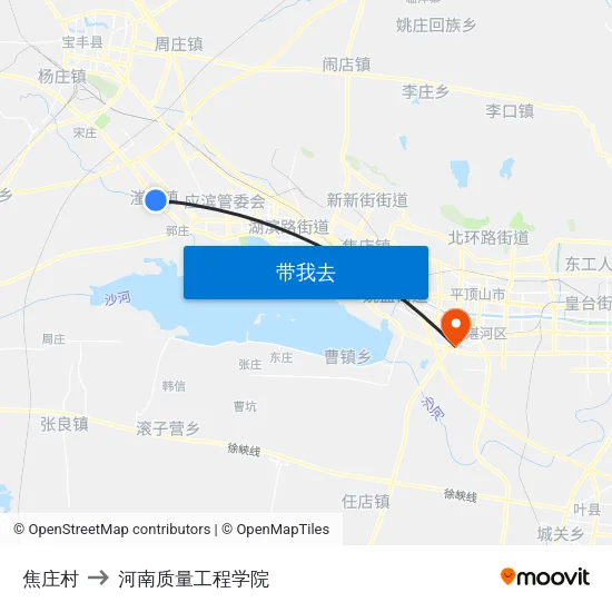 焦庄村 to 河南质量工程学院 map