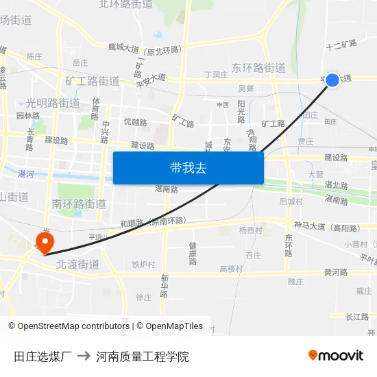 田庄选煤厂 to 河南质量工程学院 map