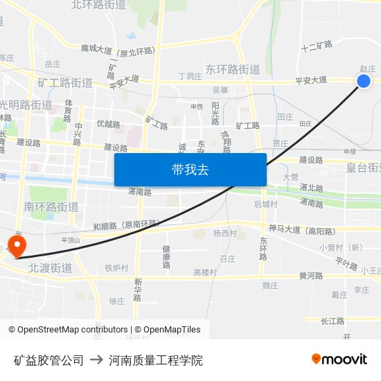 矿益胶管公司 to 河南质量工程学院 map