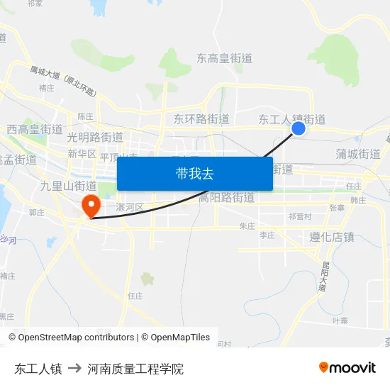 东工人镇 to 河南质量工程学院 map