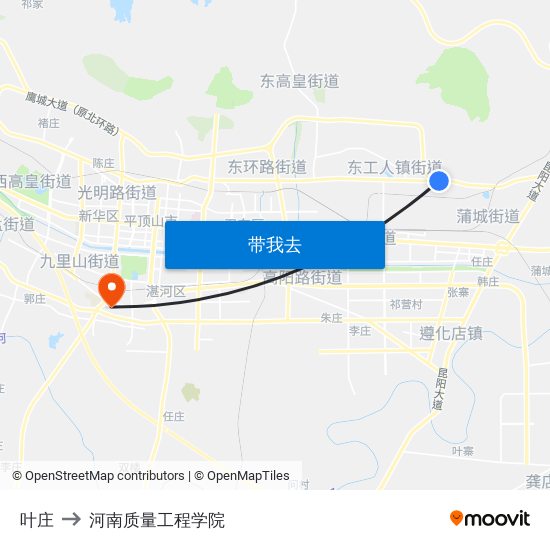 叶庄 to 河南质量工程学院 map