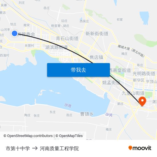 市第十中学 to 河南质量工程学院 map