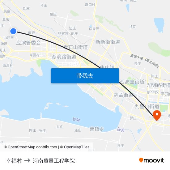 幸福村 to 河南质量工程学院 map