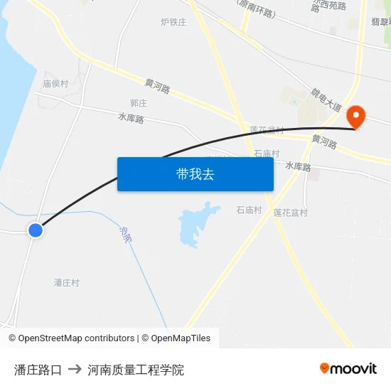 潘庄路口 to 河南质量工程学院 map