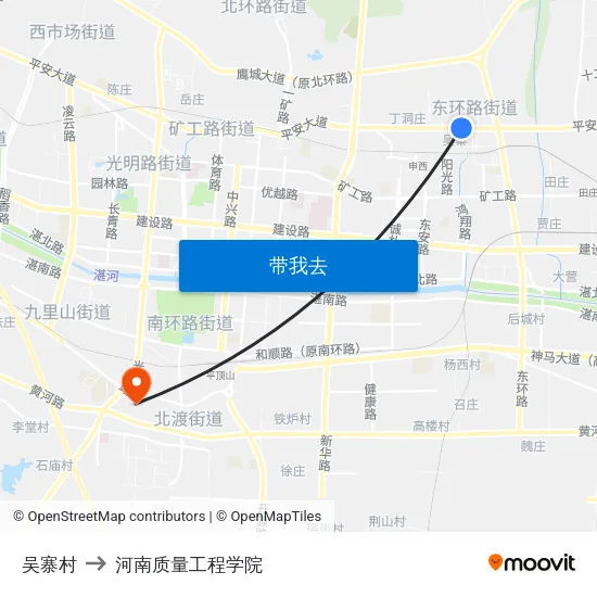 吴寨村 to 河南质量工程学院 map
