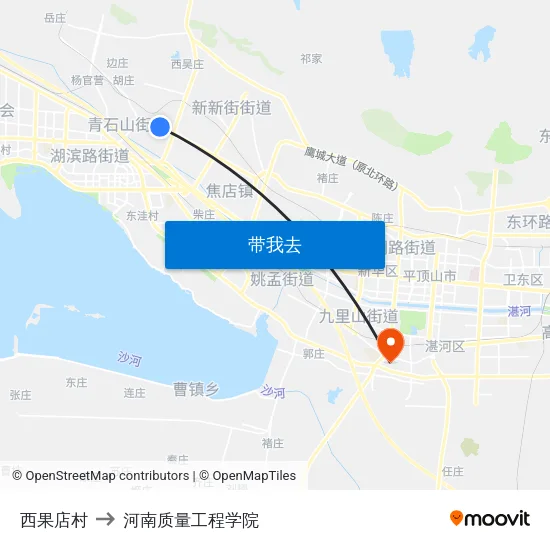 西果店村 to 河南质量工程学院 map