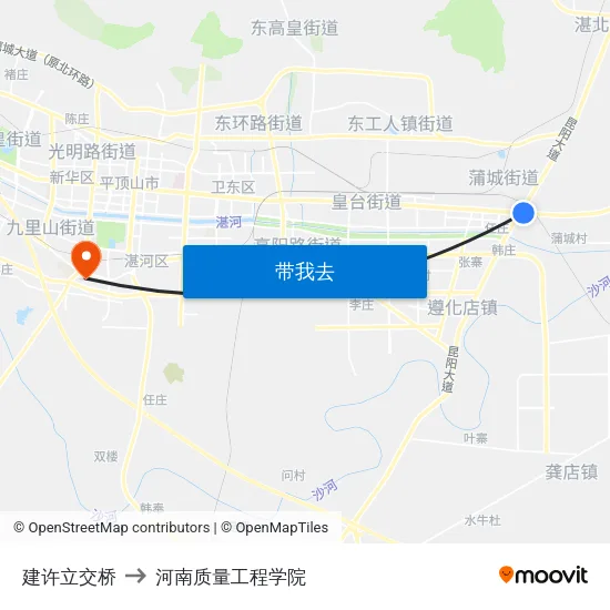 建许立交桥 to 河南质量工程学院 map