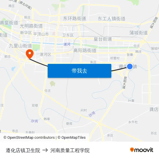 遵化店镇卫生院 to 河南质量工程学院 map