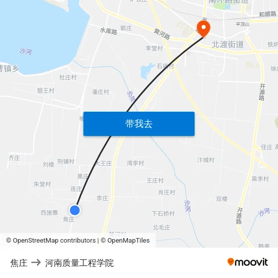 焦庄 to 河南质量工程学院 map