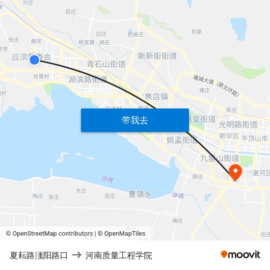 夏耘路滍阳路口 to 河南质量工程学院 map