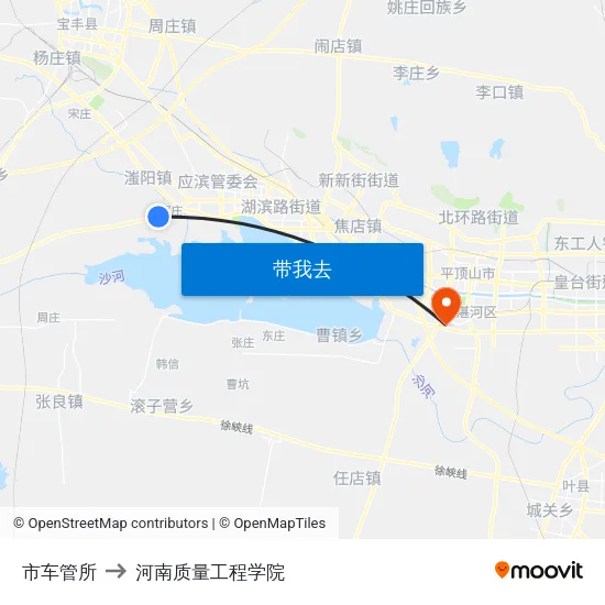 市车管所 to 河南质量工程学院 map