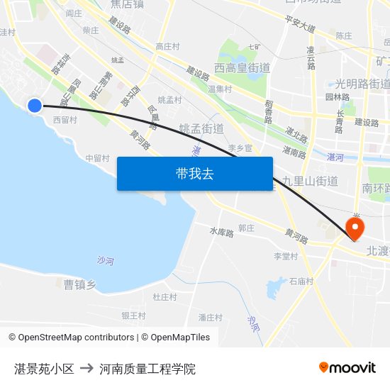 湛景苑小区 to 河南质量工程学院 map