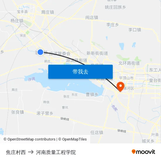 焦庄村西 to 河南质量工程学院 map