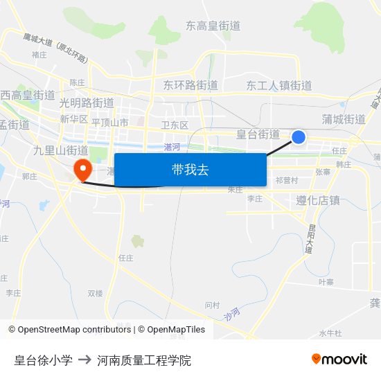 皇台徐小学 to 河南质量工程学院 map