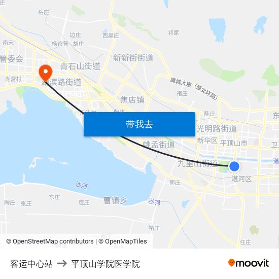 客运中心站 to 平顶山学院医学院 map