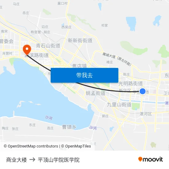商业大楼 to 平顶山学院医学院 map