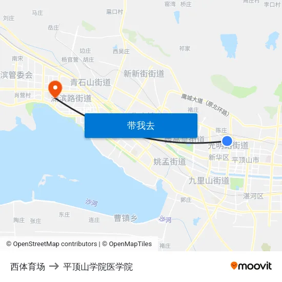 西体育场 to 平顶山学院医学院 map