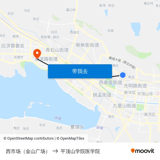 西市场（金山广场） to 平顶山学院医学院 map