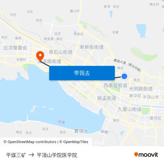 平煤三矿 to 平顶山学院医学院 map