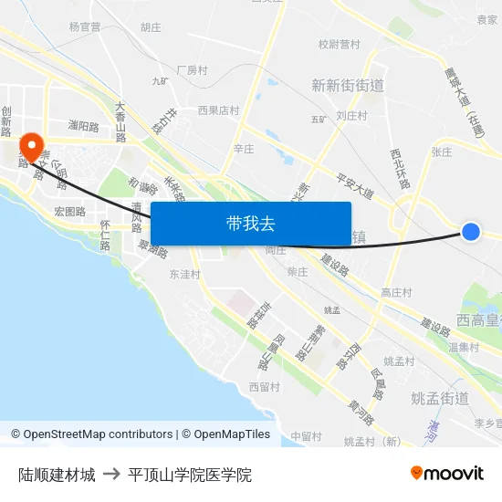 陆顺建材城 to 平顶山学院医学院 map