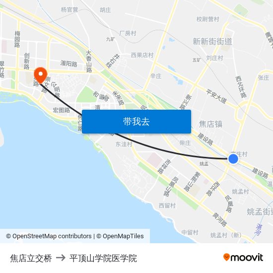 焦店立交桥 to 平顶山学院医学院 map