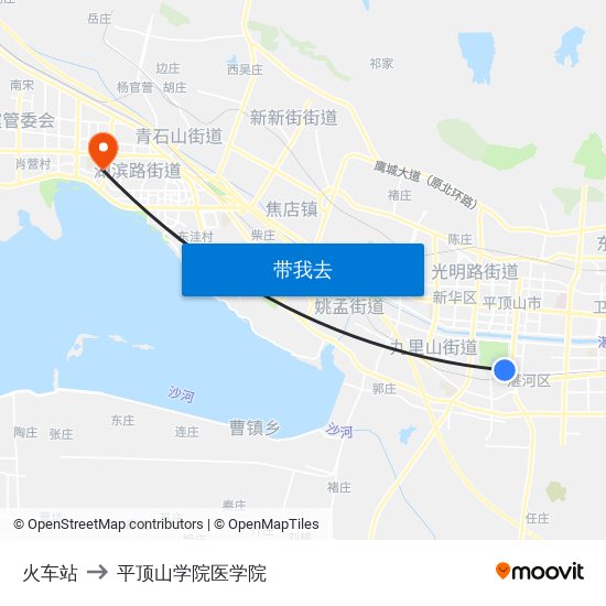 火车站 to 平顶山学院医学院 map