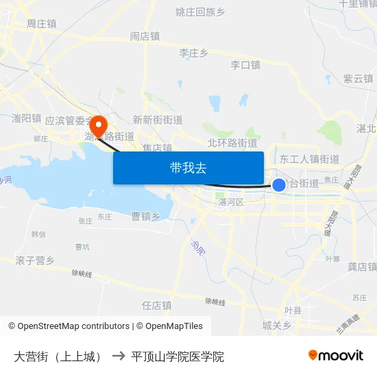 大营街（上上城） to 平顶山学院医学院 map