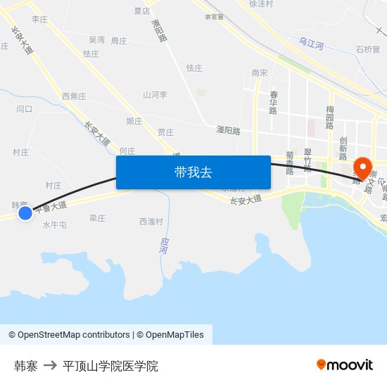 韩寨 to 平顶山学院医学院 map