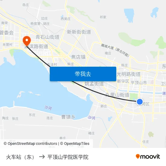 火车站（东） to 平顶山学院医学院 map