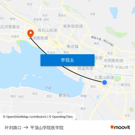 叶刘路口 to 平顶山学院医学院 map