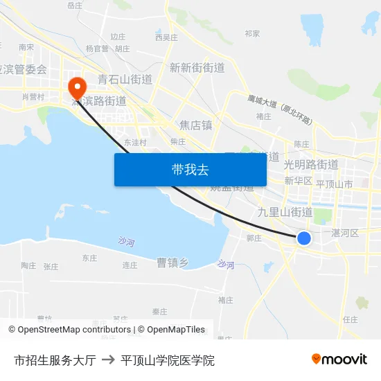 市招生服务大厅 to 平顶山学院医学院 map